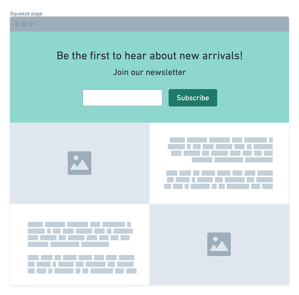 Exemple de Squeeze Page, page conçue pour collecter l’adresse email d’un utilisateur en échange d’une offre